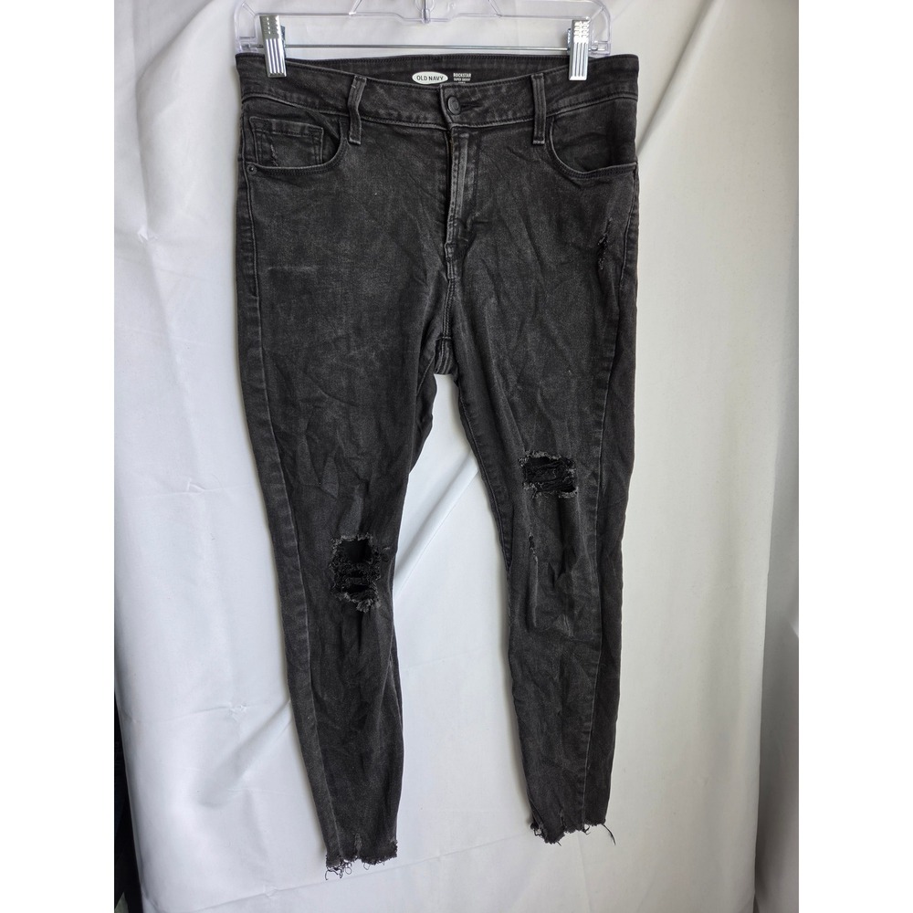 Old Navy Rockstar Jeans Womens  Gray Dark Wash Super Skinny Mid Ankle